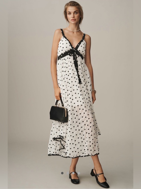 Anthropologie Dresses & Skirts - Maeve Polka Dot V-Neck Midi Slip Dress
